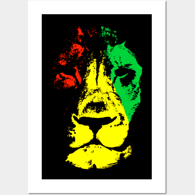 Rastafari Lion Face Rasta Colors Style Wall Art by Wishtopia